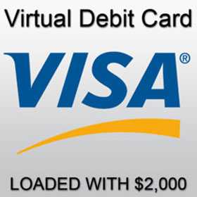 Prepaid Virtual Visa Card 2000 dollar